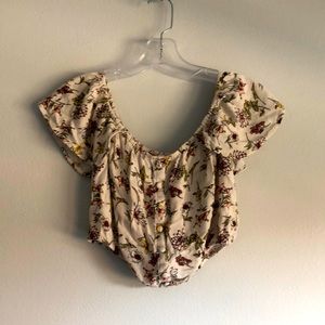 Off the Shoulder Flowery Crop Top
